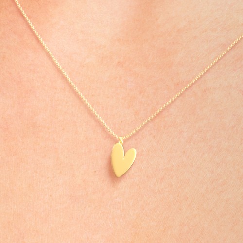 Tilted Heart with Side Engraving – Sterling Silver