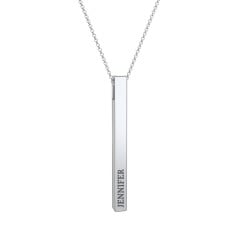 Slim 3D Bar Pendant with 1-2 Engravings