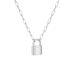 Engravable Lock Necklace with Gemstone