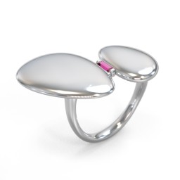Pebble Statement Ring with Gemstone in 925 Sterling Silver with Ruby
