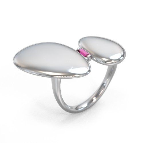 Pebble Statement Ring with Gemstone – Sterling Silver with Ruby