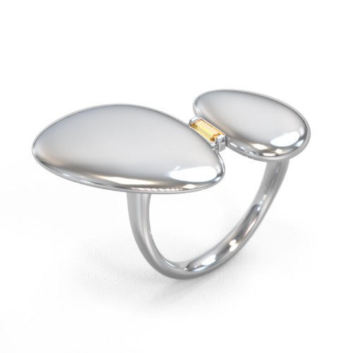 Pebble Statement Ring with Gemstone – Sterling Silver with Citrine