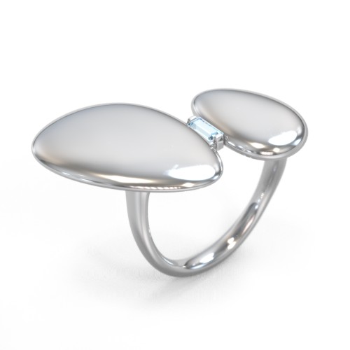 Pebble Statement Ring with Gemstone – Sterling Silver with Blue Topaz