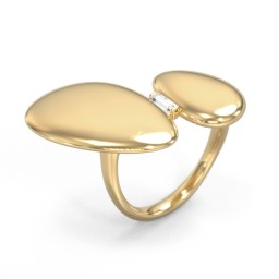 Pebble Statement Ring with Gemstone in Vermeil with Cubic Zirconia