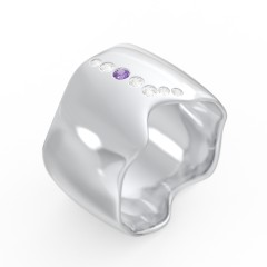Molten Statement Ring – Sterling Silver with Opal and Cubic Zirconia