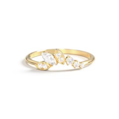 Dainty Marquise Contour Band – 10K Yellow Gold with Cubic Zirconia