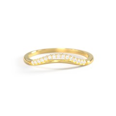 Dainty Curved Contour Band with Accents – 10K Yellow Gold with White Premium Zirconia