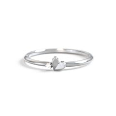Dainty Folded Heart Ring with Accent