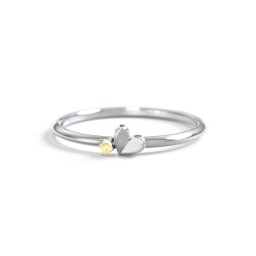 Dainty Folded Heart Ring with Accent in 925 Sterling Silver with Citrine