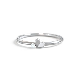 Dainty Folded Heart Ring with Accent in 925 Sterling Silver with Blue Topaz