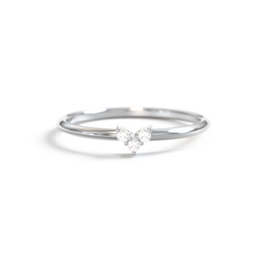 Dainty Stackable Cluster Accent Ring – Sterling Silver with Lab Diamond