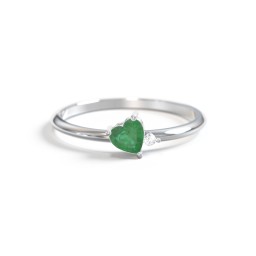 Dainty Diagonal Gemstone Heart Ring with Accent