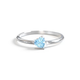 Dainty Diagonal Gemstone Heart Ring with Accent