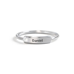 Engravable Bar Ring with Accent