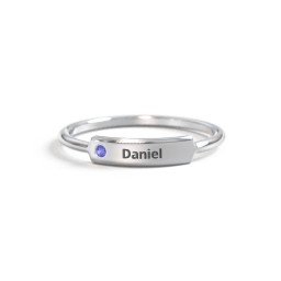 Engravable Bar Ring with Accent