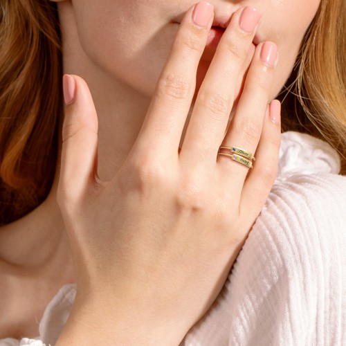 Engravable Bar Ring with Accent