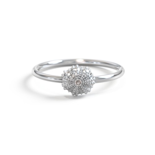 Sea Urchin Ring With Accent – Sterling Silver with Smokey Quartz