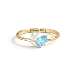 Tilted Pear Gemstone Ring with Cluster Accents
