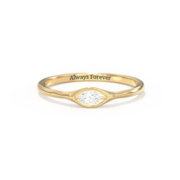 East-West Marquise Ring in 18K Gold Plated Silver with Diamond