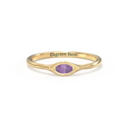 East-West Marquise Ring in 18K Gold Plated Silver with Amethyst