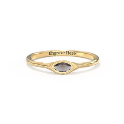 East-West Marquise Ring in 18K Gold Plated Silver with Smokey Quartz
