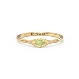East-West Marquise Ring in 18K Gold Plated Silver with Peridot