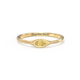 East-West Marquise Ring in 18K Gold Plated Silver with Citrine