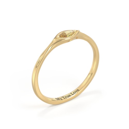 East-West Marquise Ring – 18K Gold Plated Silver with Citrine