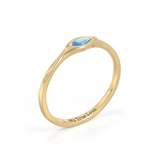 East-West Marquise Ring – 18K Gold Plated Silver with Blue Topaz