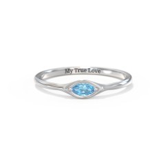 East-West Marquise Ring – Sterling Silver with Blue Topaz