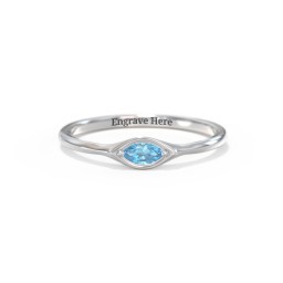 East-West Marquise Ring in 925 Sterling Silver with Blue Topaz