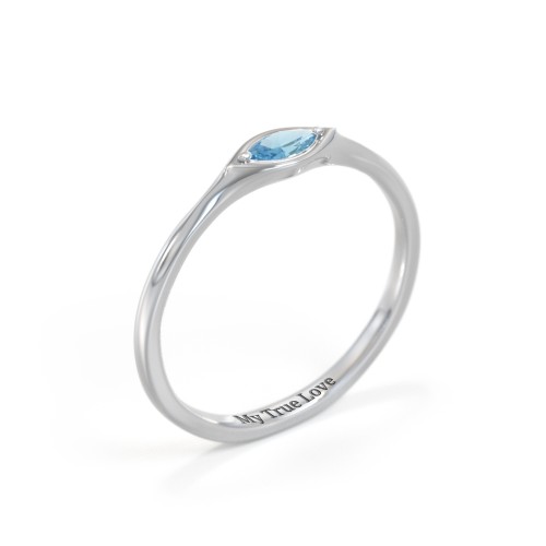 East-West Marquise Ring – Sterling Silver with Blue Topaz