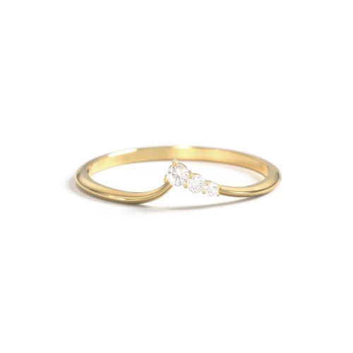 Dainty Contour Band with Graduated Accents – 10K Yellow Gold with Cubic Zirconia