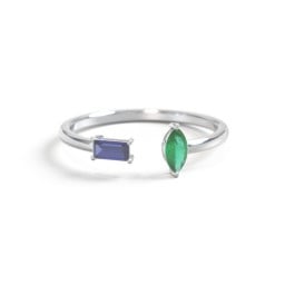 Baguette & Marquise Gemstone Open Cuff Ring