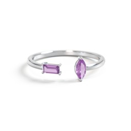 Baguette & Marquise Gemstone Open Cuff Ring