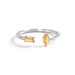 Baguette & Marquise Gemstone Open Cuff Ring