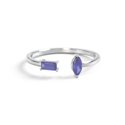 Baguette & Marquise Gemstone Open Cuff Ring