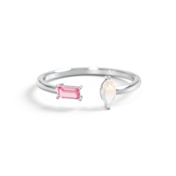 Baguette & Marquise Gemstone Open Cuff Ring