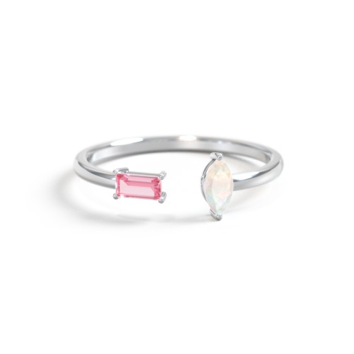 Baguette & Marquise Gemstone Open Cuff Ring