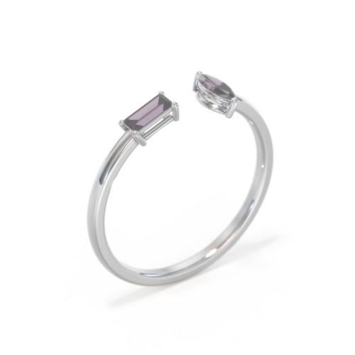 Baguette & Marquise Gemstone Open Cuff Ring