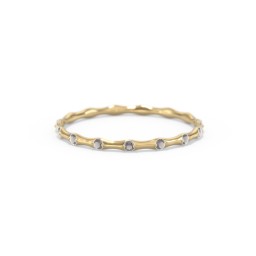 Dainty Stackable Half Eternity Ring with Bezel Set Accents in 10K Solid Yellow Gold with Smokey Quartz