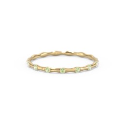 Dainty Stackable Half Eternity Ring with Bezel Set Accents in 10K Solid Yellow Gold with Peridot