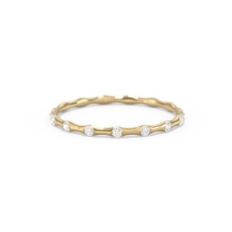 Dainty Stackable Half Eternity Ring with Bezel Set Accents in 10K Solid Yellow Gold with Cubic Zirconia