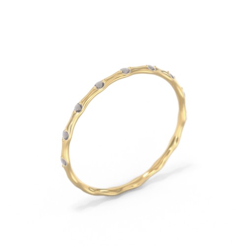 Dainty Stackable Half Eternity Ring with Bezel Set Accents – 10K Yellow Gold with Smokey Quartz