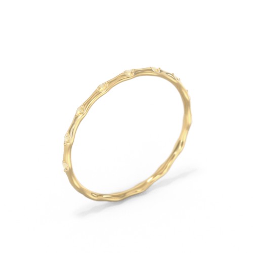 Dainty Stackable Half Eternity Ring with Bezel Set Accents – 10K Yellow Gold with Citrine