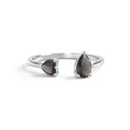Heart & Pear Gemstone Open Cuff Ring