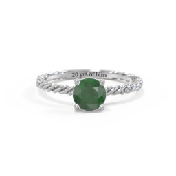 Solitaire Gemstone Ring with Twisted Rope & Bead Band