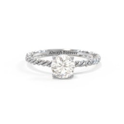 Solitaire Gemstone Ring with Twisted Rope & Bead Band