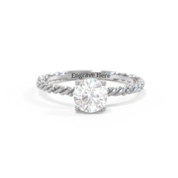 Solitaire Gemstone Ring with Twisted Rope & Bead Band