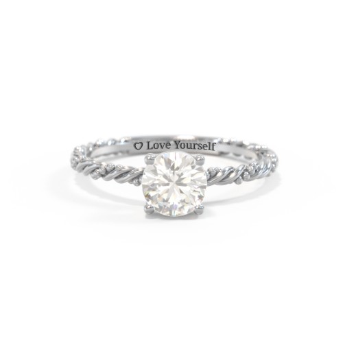 Solitaire Gemstone Ring with Twisted Rope & Bead Band